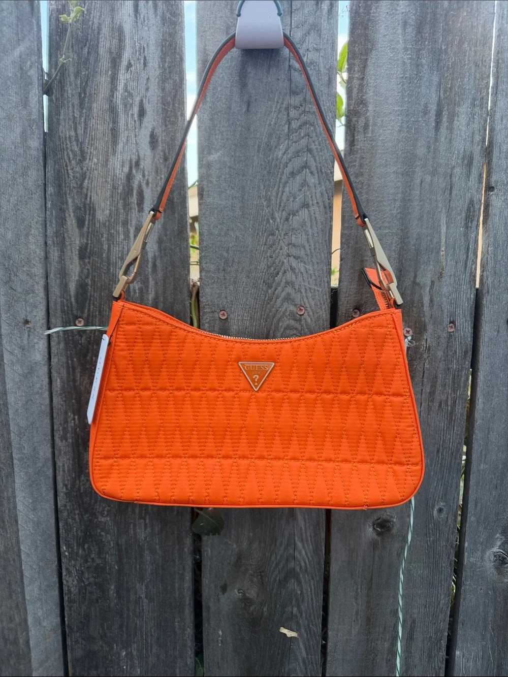 GUESS Quilted Shoulder Bag in Bright Orange